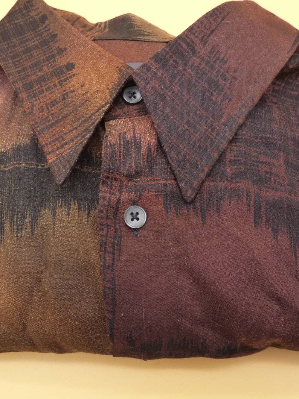Vintage 90s Jupiter Poland Abstract Art Earth Tone Button Down Shirt Men's XL